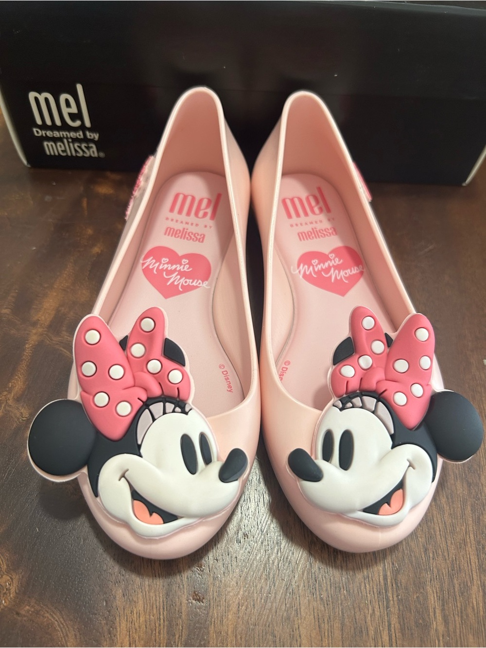 Mini Melissa Girls' Pink Minnie Mouse Jelly Flats